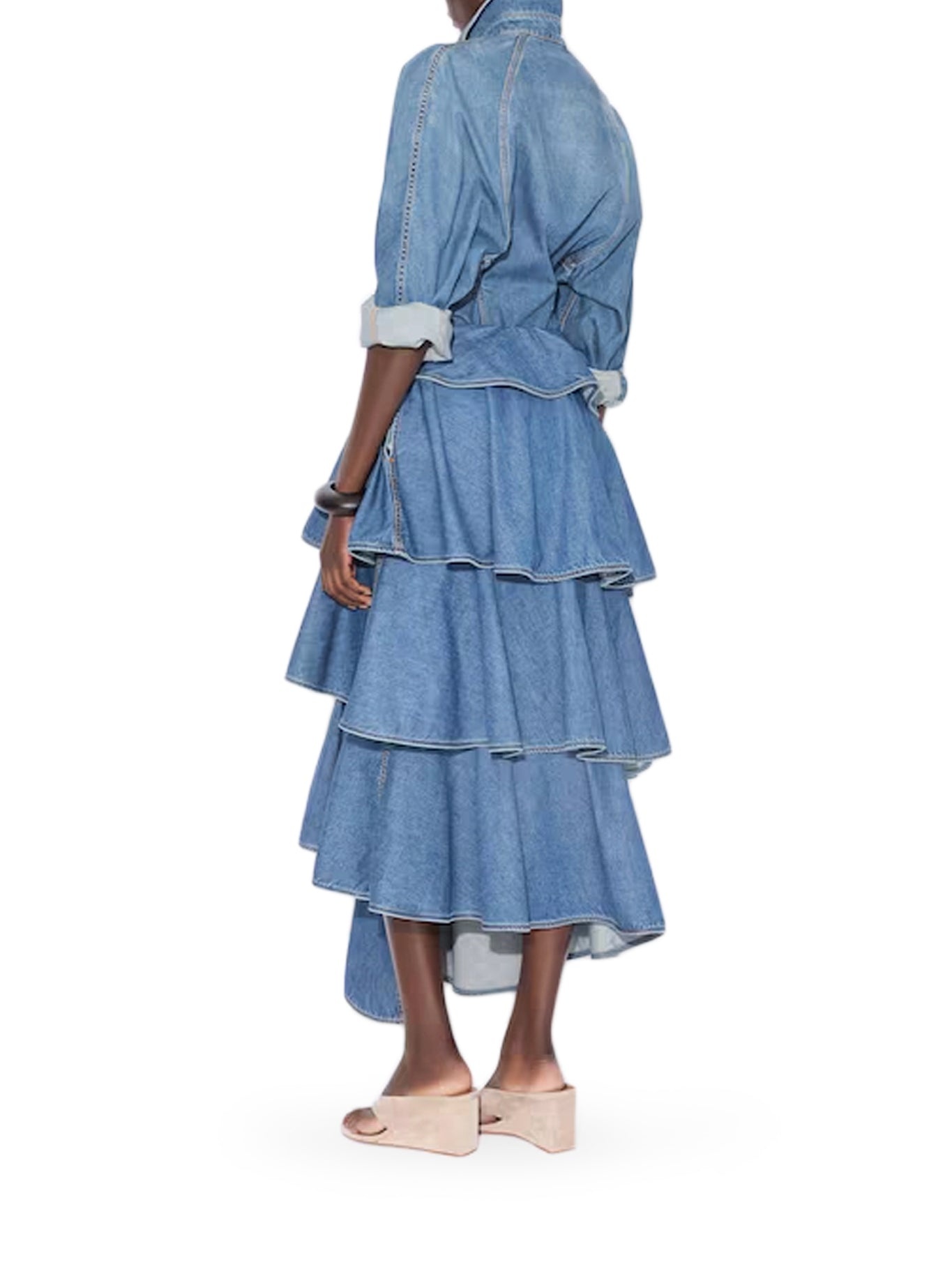 DENIM SPIRAL SKIRT - 4
