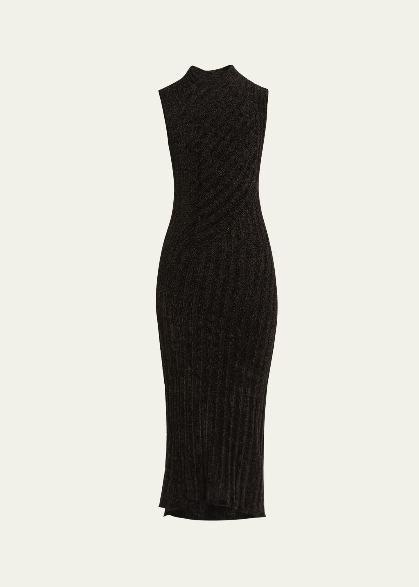 Ribbed Chenille Sleeveless Midi Dress - 1