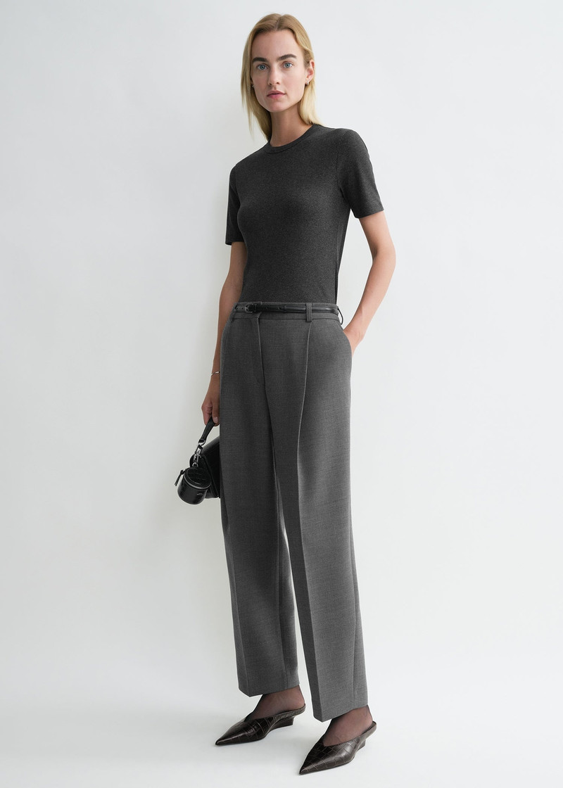 Totême Pleated straight trousers grey melange outlook