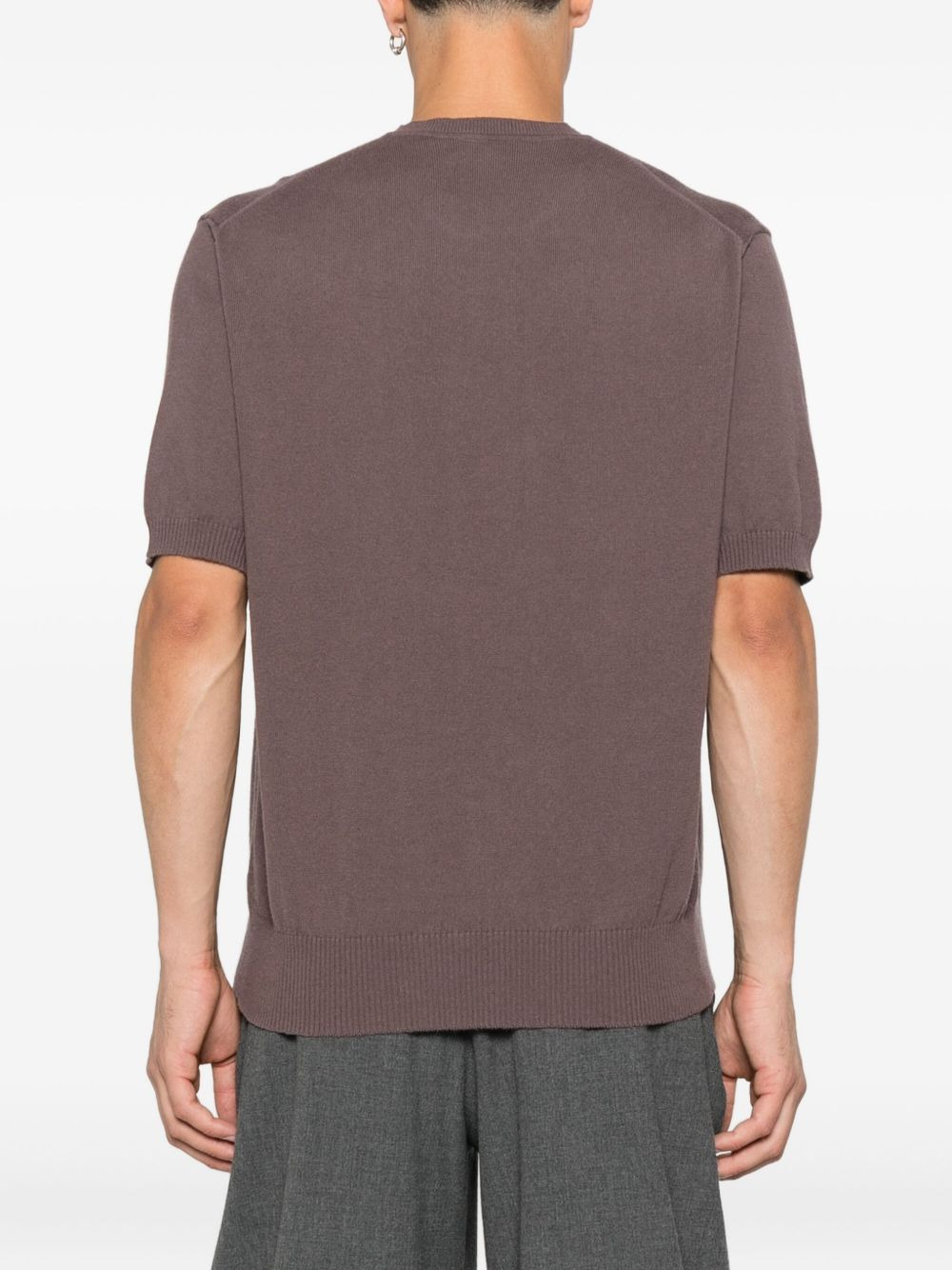 logo-embroidered short-sleeve sweater - 4