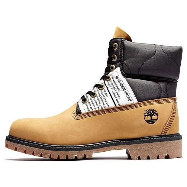 Timberland Premium 6 Inch Leather and Fabric Boots 'Wheat Nubuck with Black' A2QZR - 1