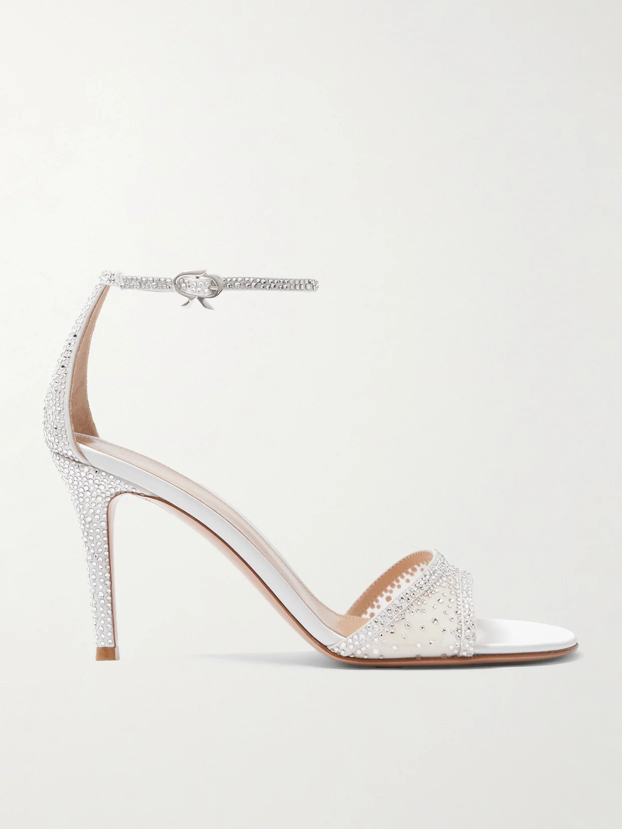 Rania 85 Crystal-embellished Organza-trimmed Suede Sandals - 1