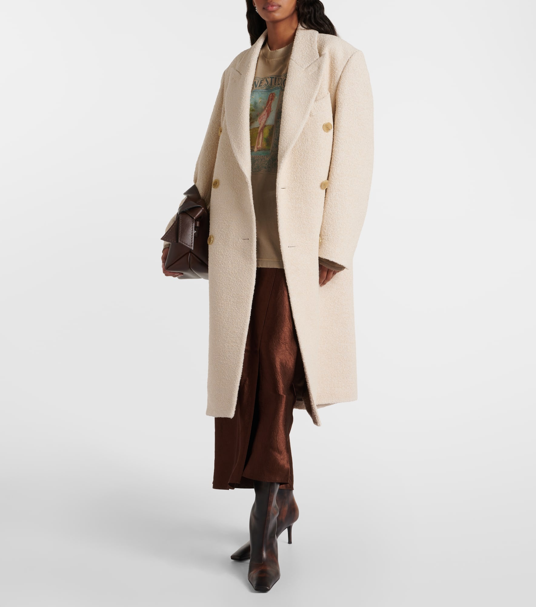 Double-breasted wool-blend coat - 2