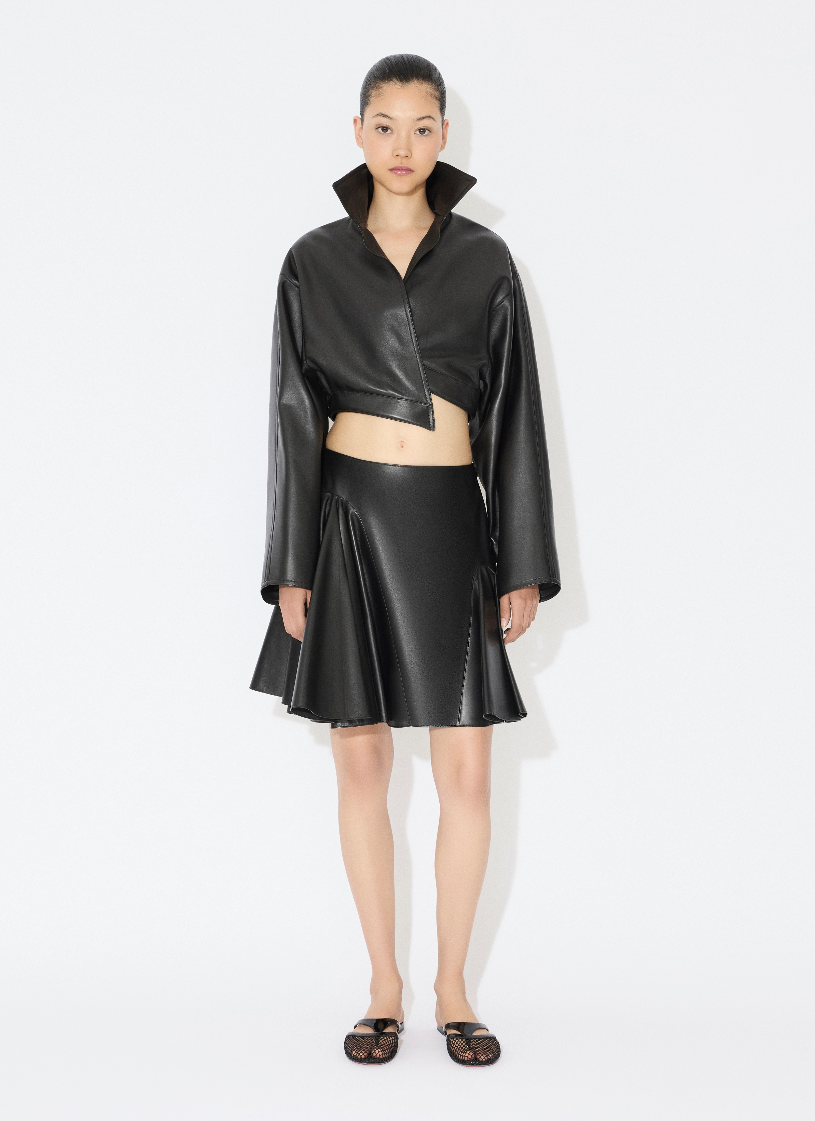 LEATHER CROPPED SPIRAL JACKET - 2