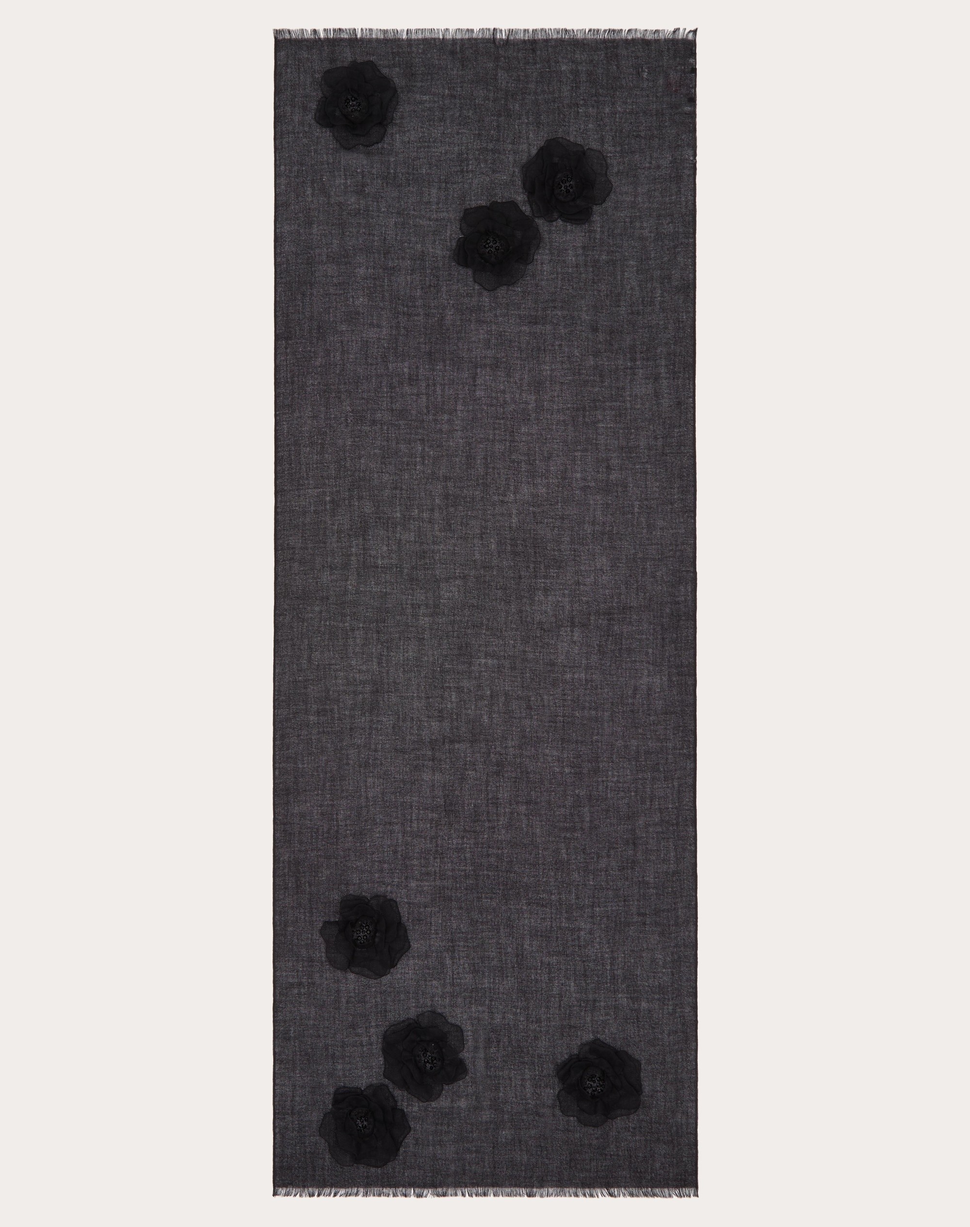 LACE CASHMERE STOLE WITH ROSE EMBROIDERY - 3