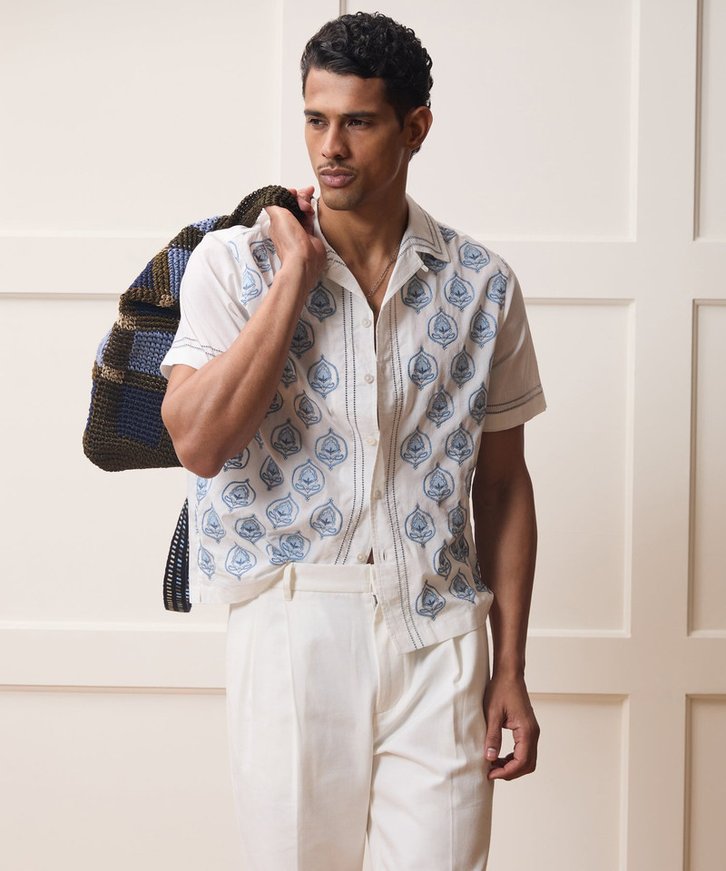 TODD SNYDER Embroidered Voile Capri Shirt outlook