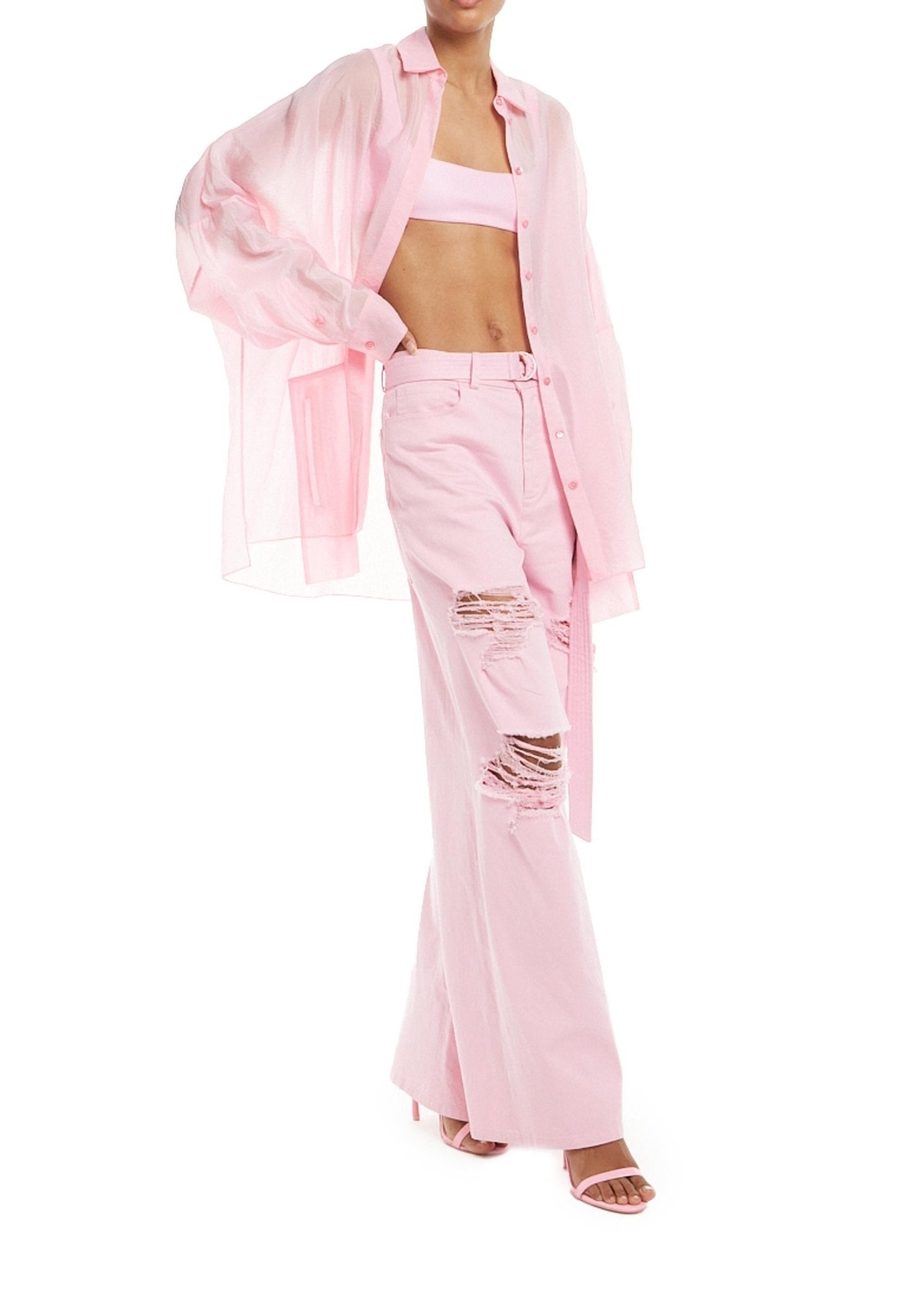 Textured Sheer Cupro Oversized Shirt - 3