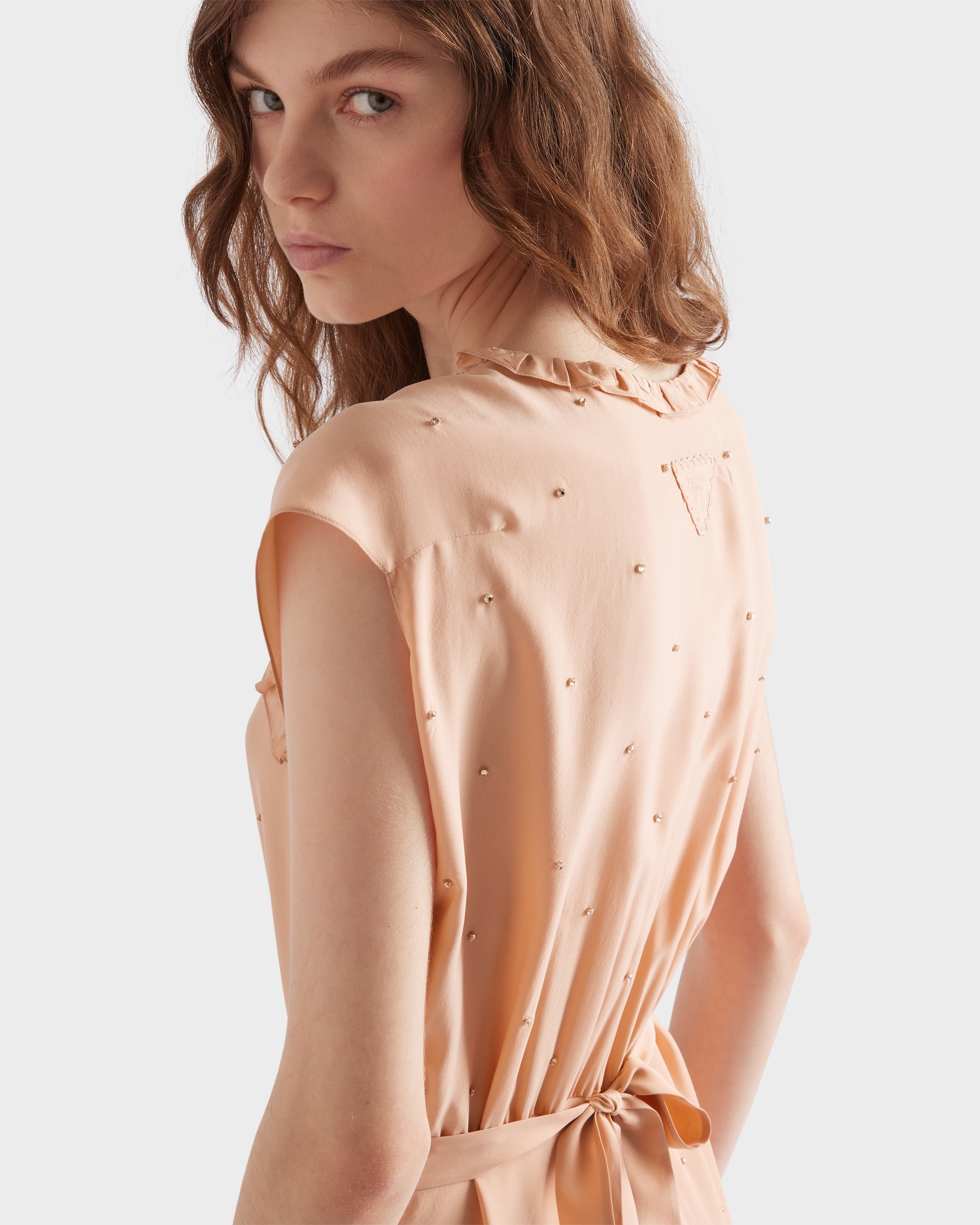 Embroidered vintage-look habutai silk dress - 6