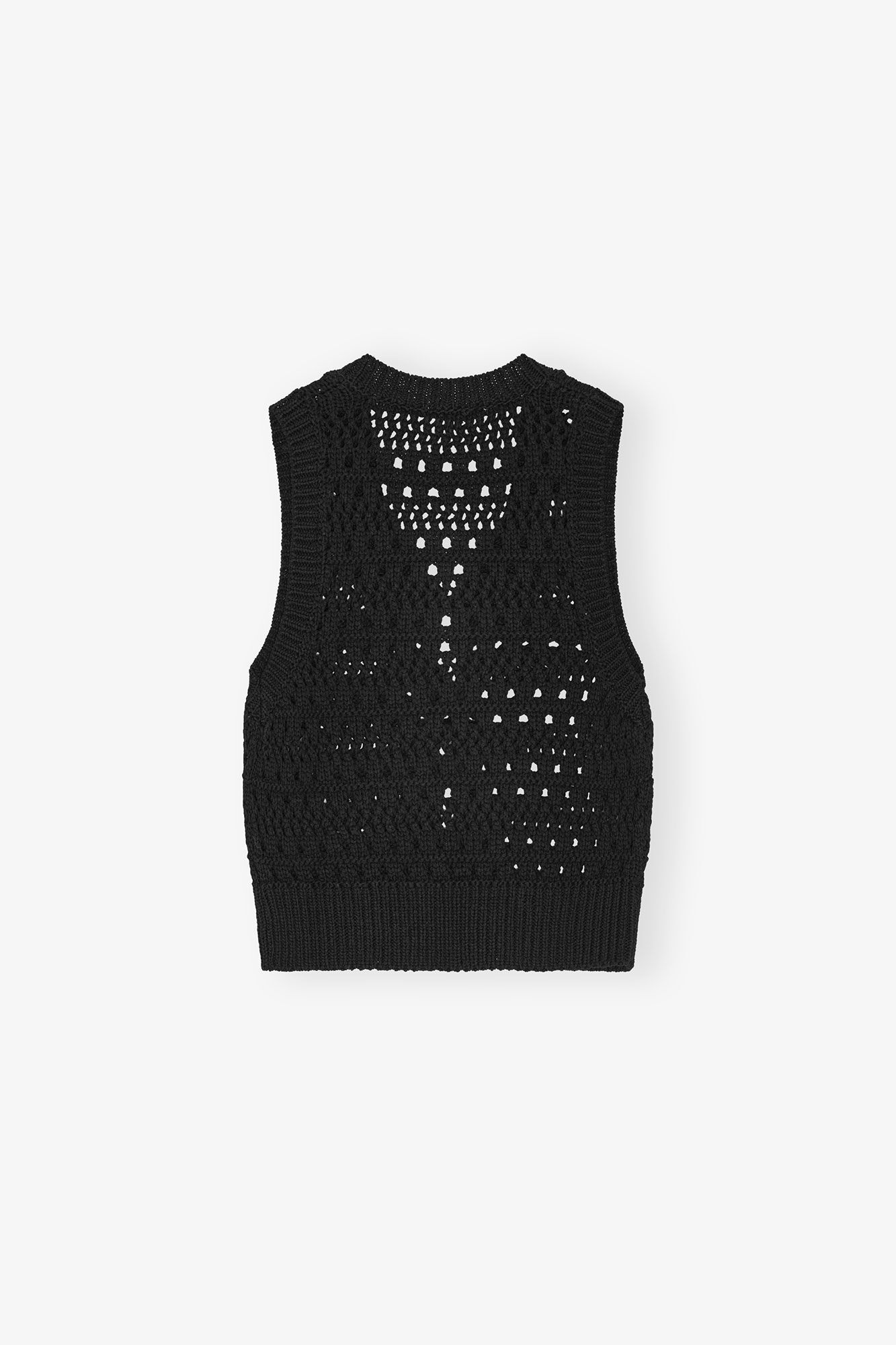BLACK CROCHET TIE STRING VEST - 6