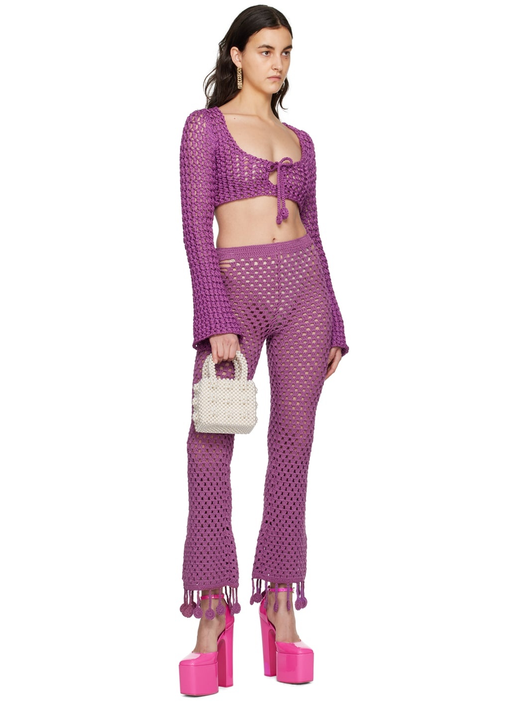 Purple Crocheted Lounge Pants - 4