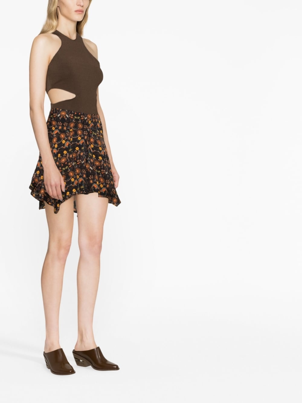 floral-print asymmetric skirt - 3