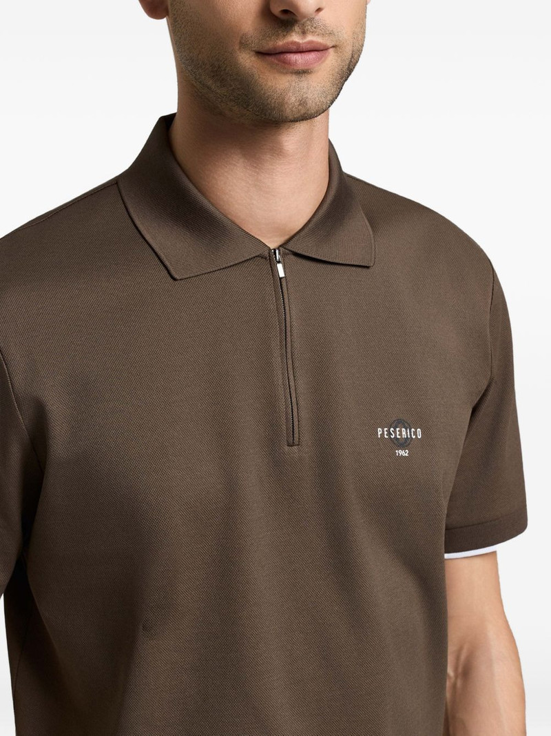 Piquet logo-print zip-fastening polo shirt 3