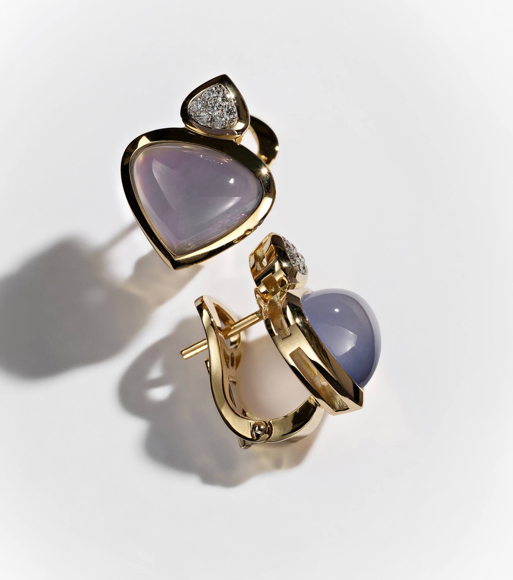 Trisolina 18kt gold earrings with blue chalcedony and diamonds - 5