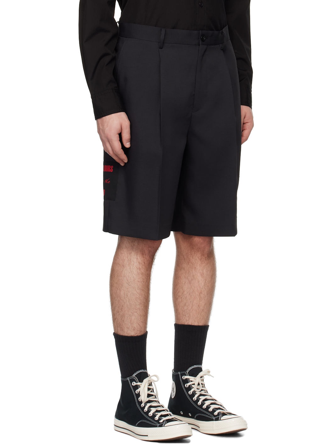 Black Appliqué Shorts - 2