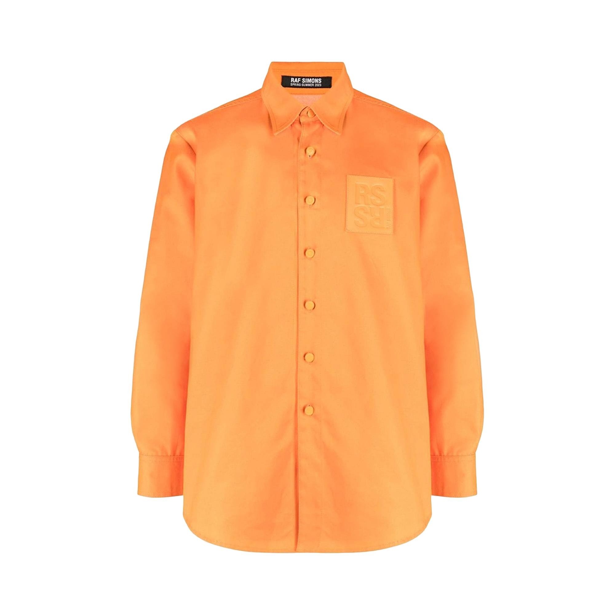 Raf Simons Straight Fit Denim Shirt With Leather Patch 'Orange' - 1