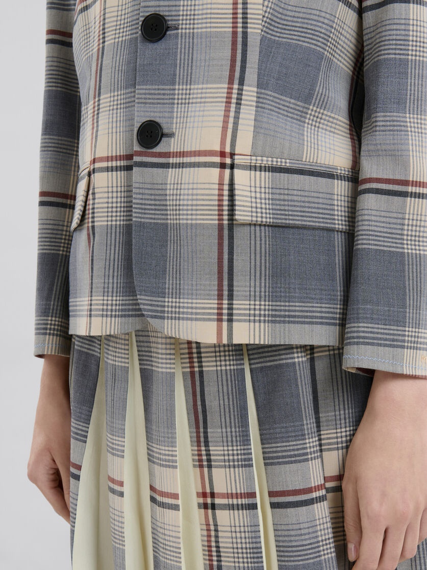 GREY CHECKED WOOL JACKET WITH MARNI MENDING - 5