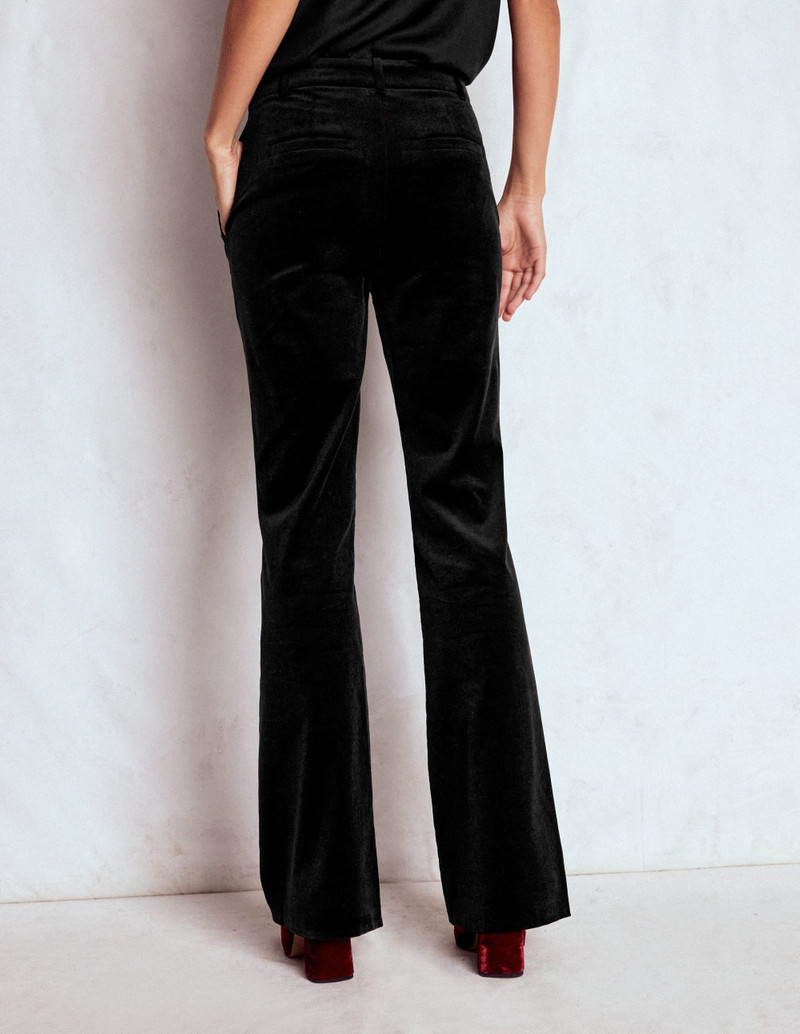 Fitted Velvet Flare Pants-Black 4