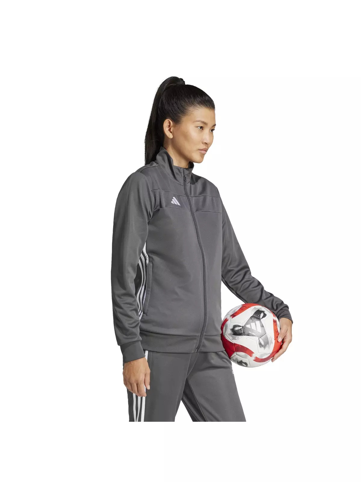 Women's Tiro 25 Essentials Training Track Top -Grey/White - 5