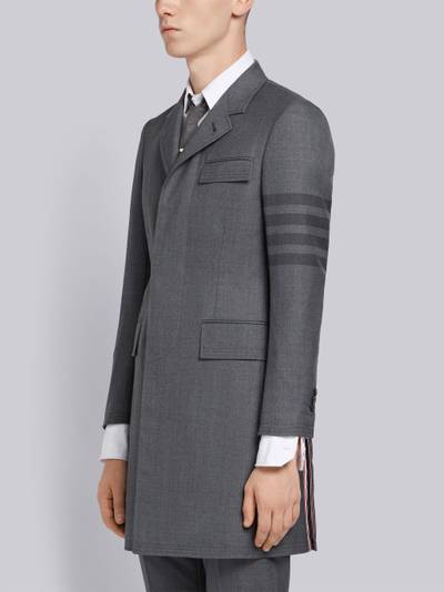 Thom Browne Medium Grey School Uniform Step Twill High Armhole Chesterfield Overcoat outlook