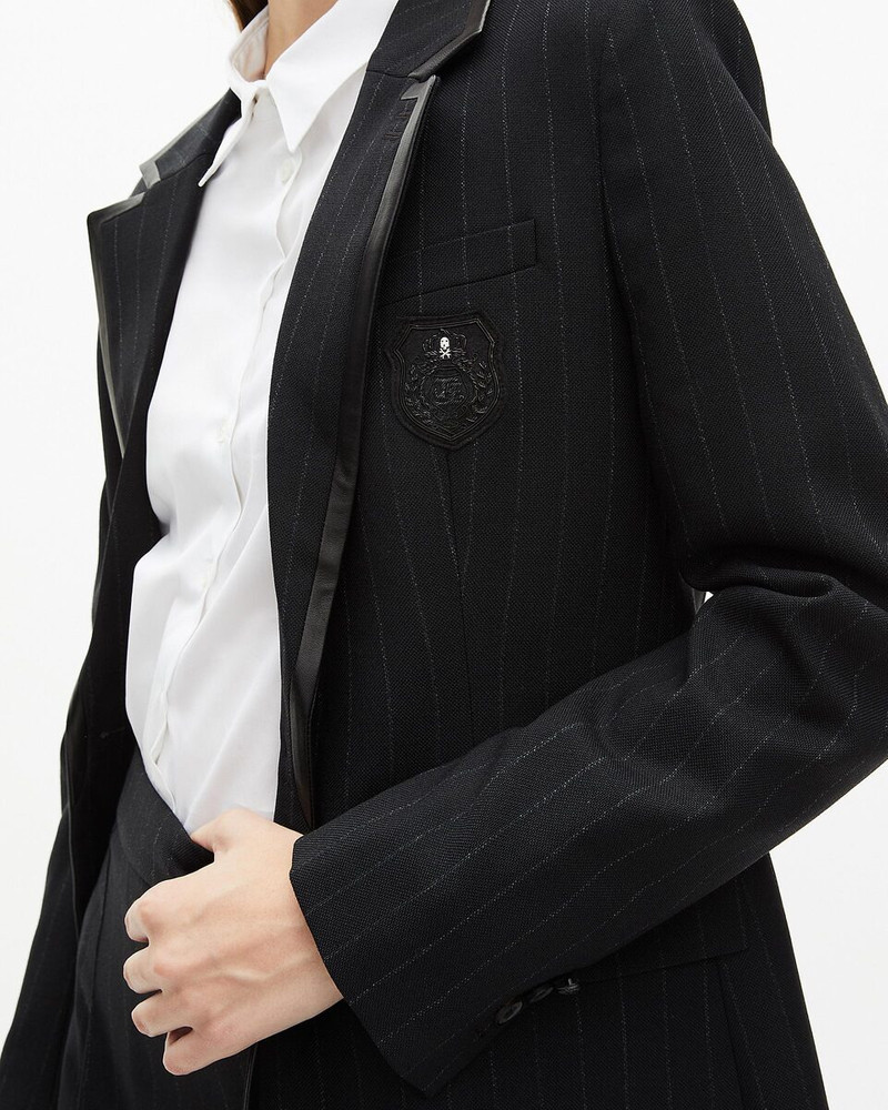 BLACK WOOL-BLEND TENNIS STRIPE JACKET 5