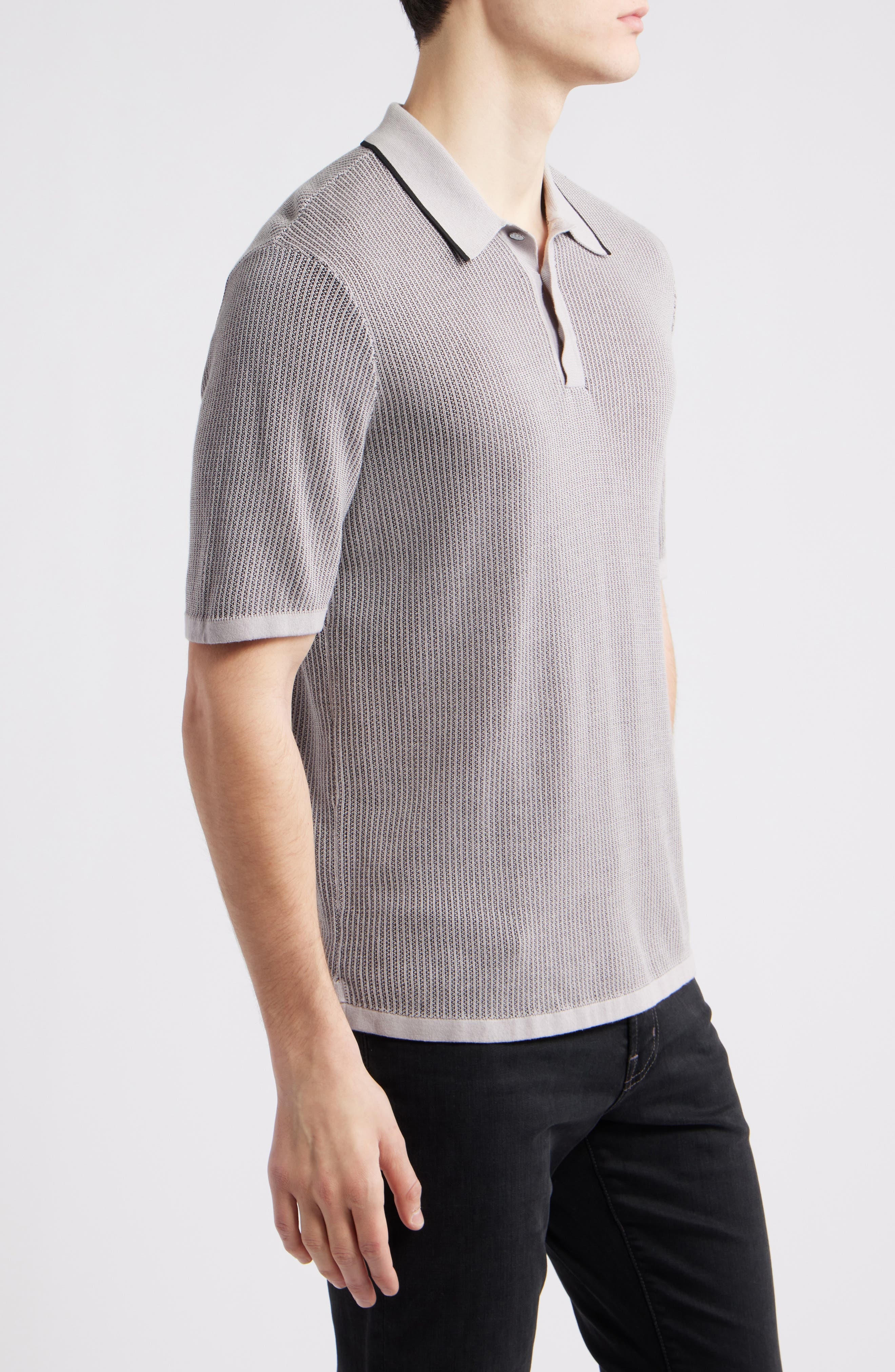rag & bone Harvey Relaxed Polo in Light Grey at Nordstrom - 3