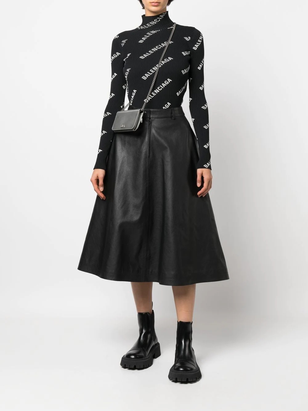 leather midi A-Line skirt - 2