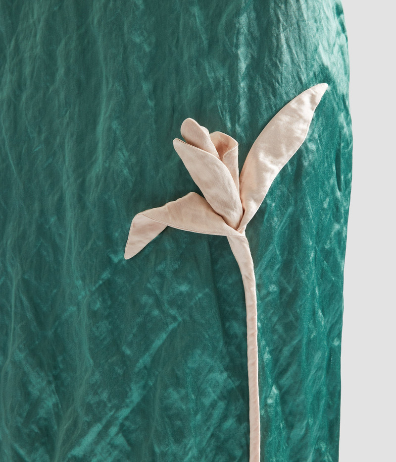 EMBROIDERED TEXTURED SATIN SLEEVELESS MIDI DRESS 6