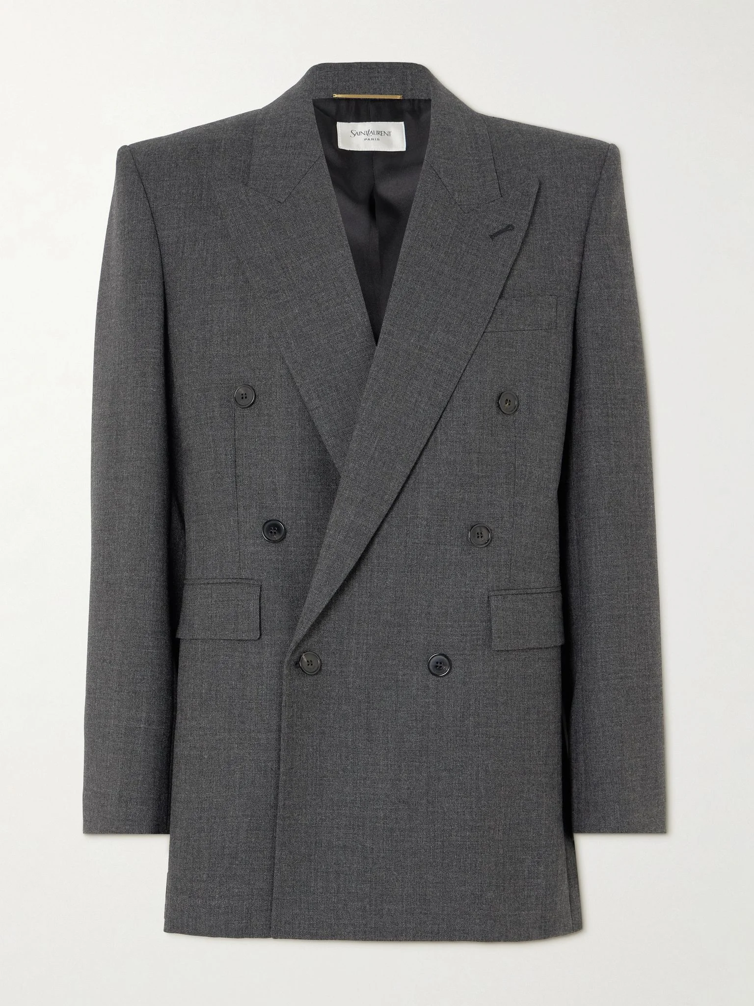 Double-breasted wool blazer Dark gray - 1