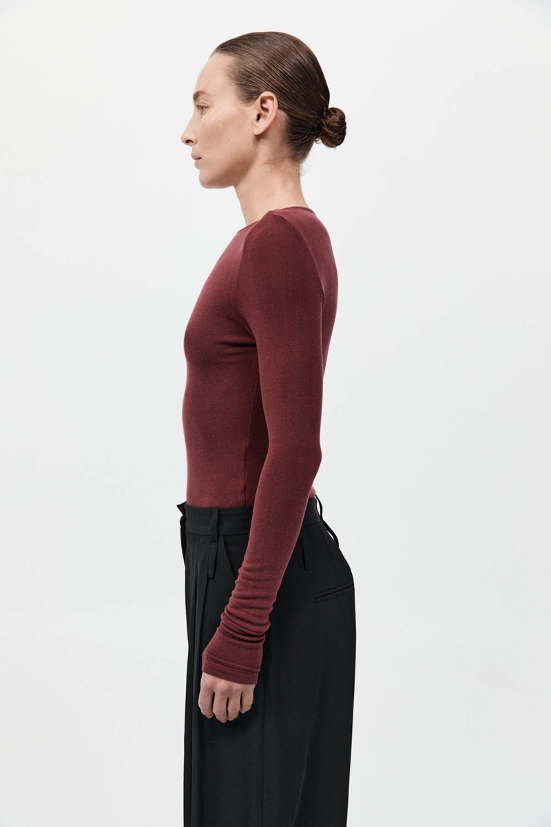 Bateau Long Sleeve Jersey Top - Currant - 5