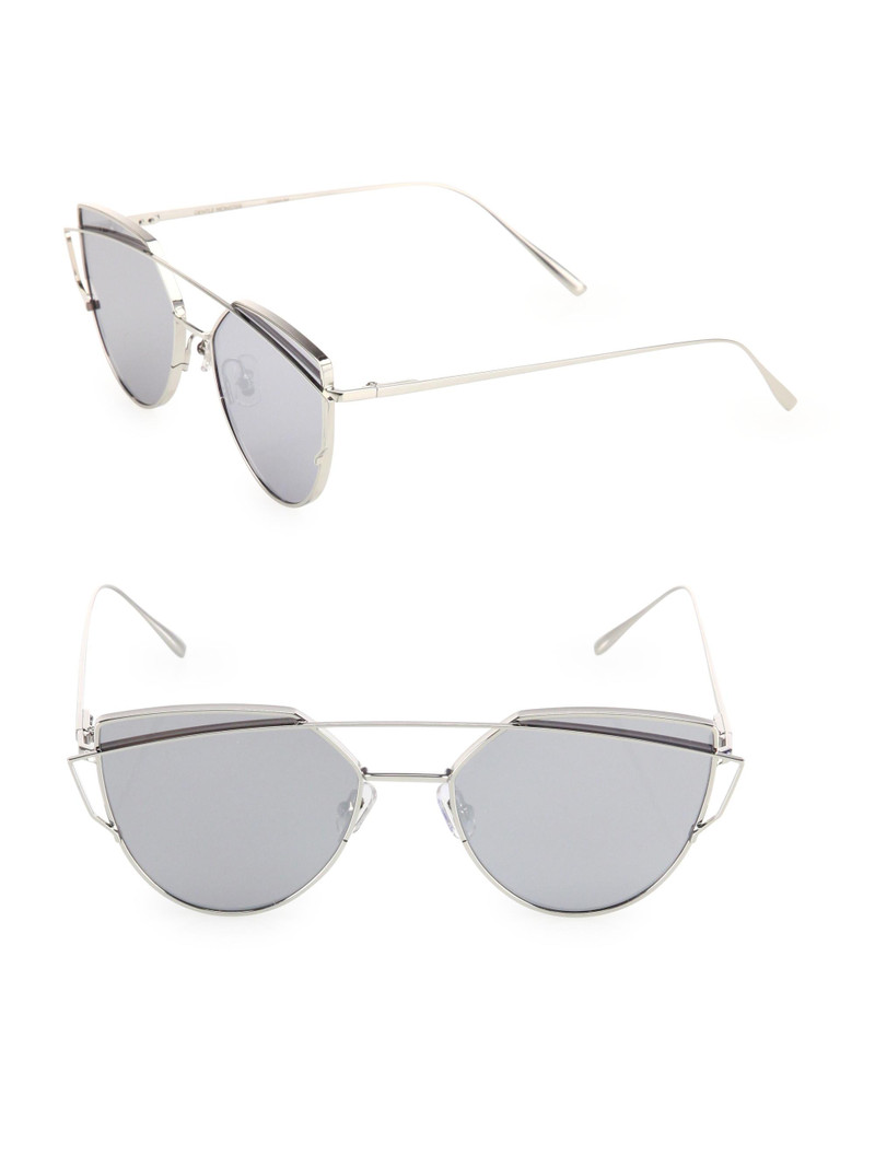 Love Punch 55MM Mirrored Cat Eye Sunglasses - Silver 1