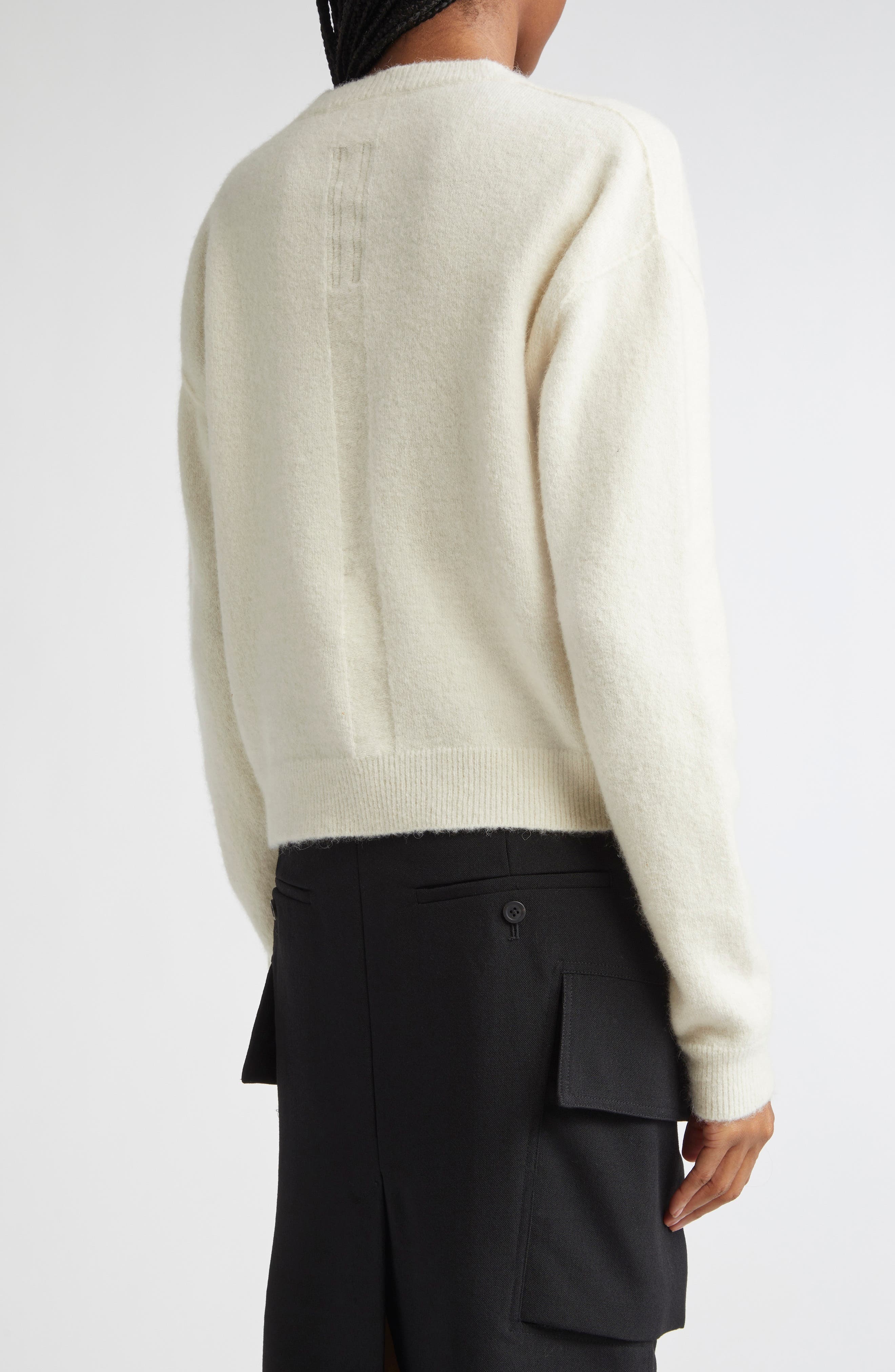 Rick Owens Tommy Alpaca & Wool Blend V-Neck Sweater in Milk at Nordstrom - 2