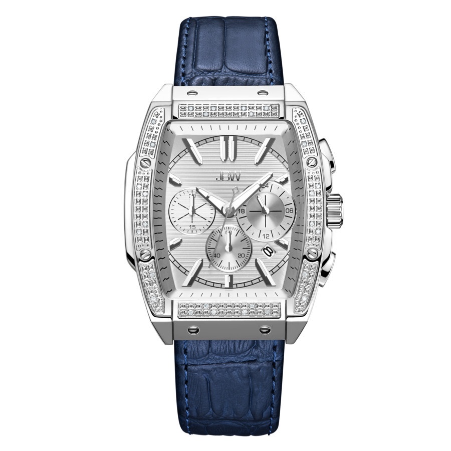 Jbw - JBW Echelon Quartz Silver Dial Blue Leather Men's Watch J6379C - 1