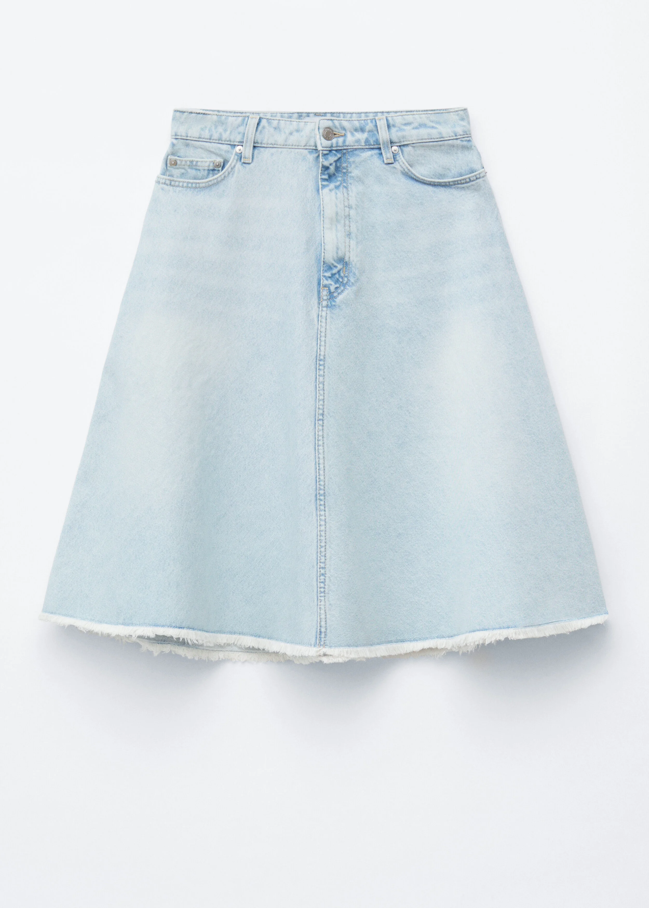 Raw-Edge Denim Skirt - 1
