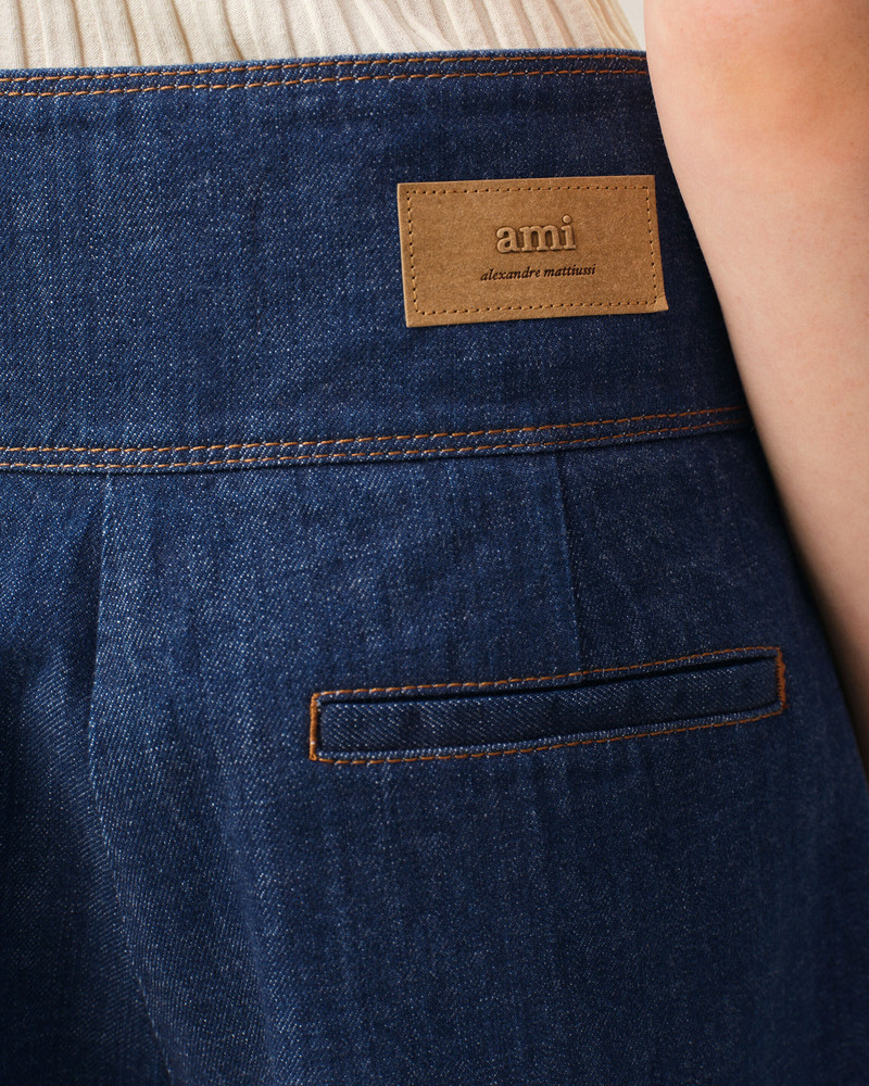 BLUE COTTON WRAPPED BELTED BERMUDA SHORTS 5