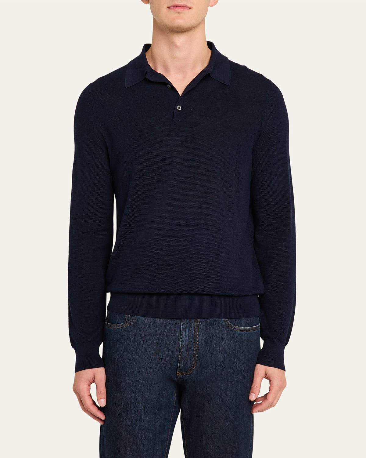 Men's Silk-Cotton Polo Shirt - 4