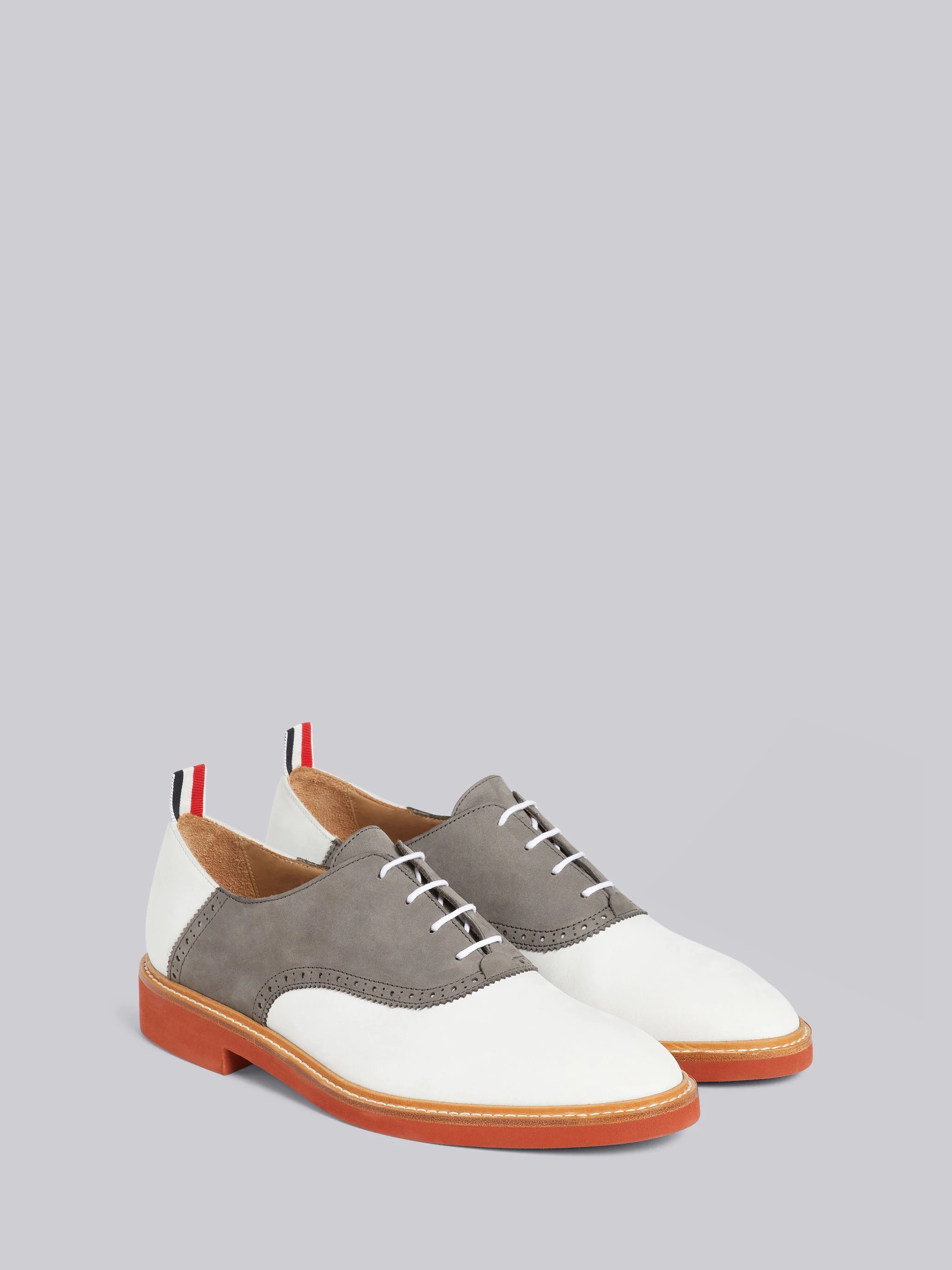 Medium Grey Leather and Suede Micro Sole Saddle Shoe - 3