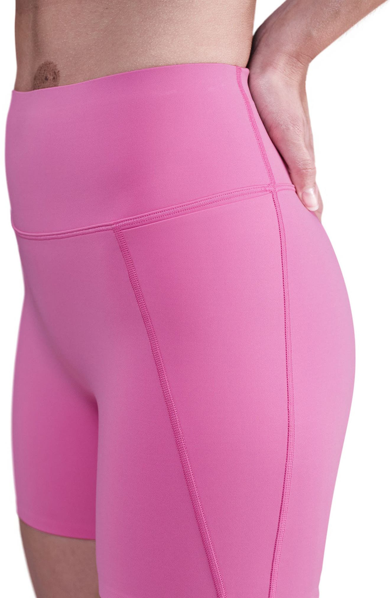 Nike Universa Medium-Support High-Waisted 5-Inch Pocket Biker Shorts in Playful Pink/Cosmic Fuchsia  - 3