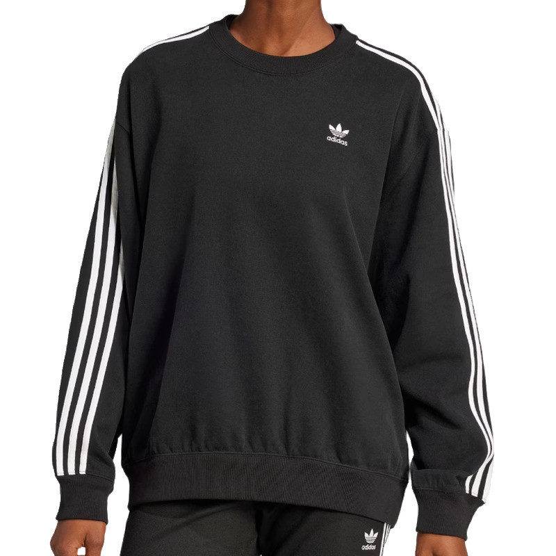 adidas adidas 3 Stripes Long Sleeves Sweat Top 'Black White' JD0891 outlook