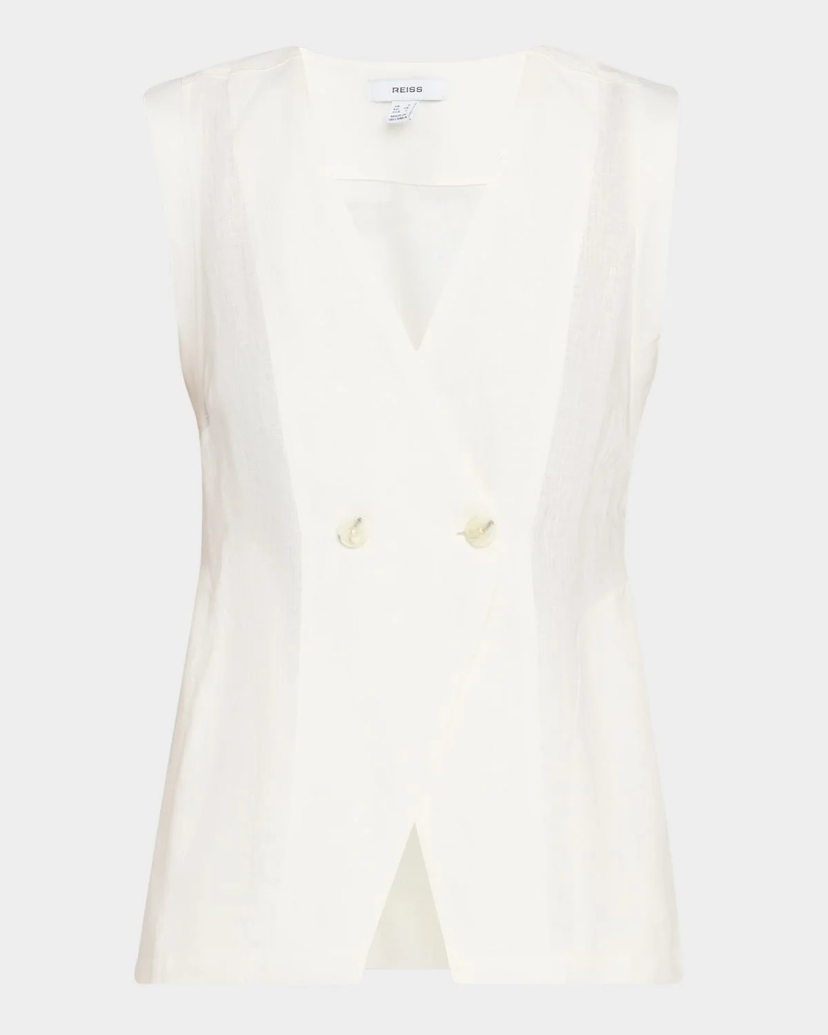Whitney Button-Front Linen Waistcoat - 1