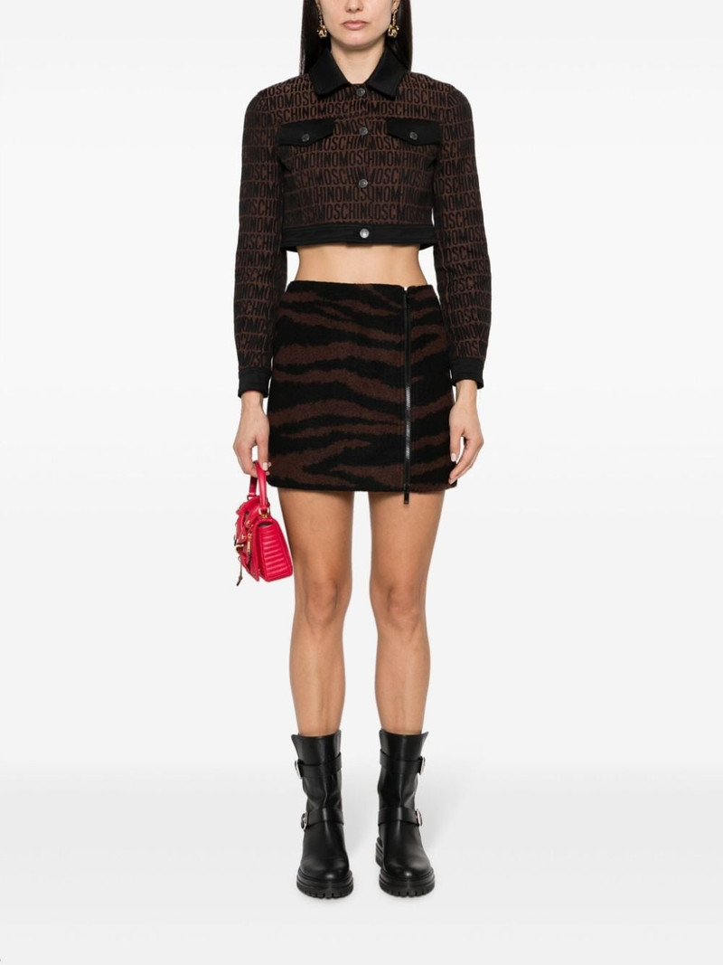 Moschino logo-print cotton-blend cropped jacket outlook