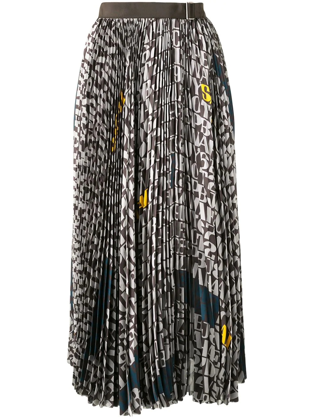 pleated monogram print skirt - 1