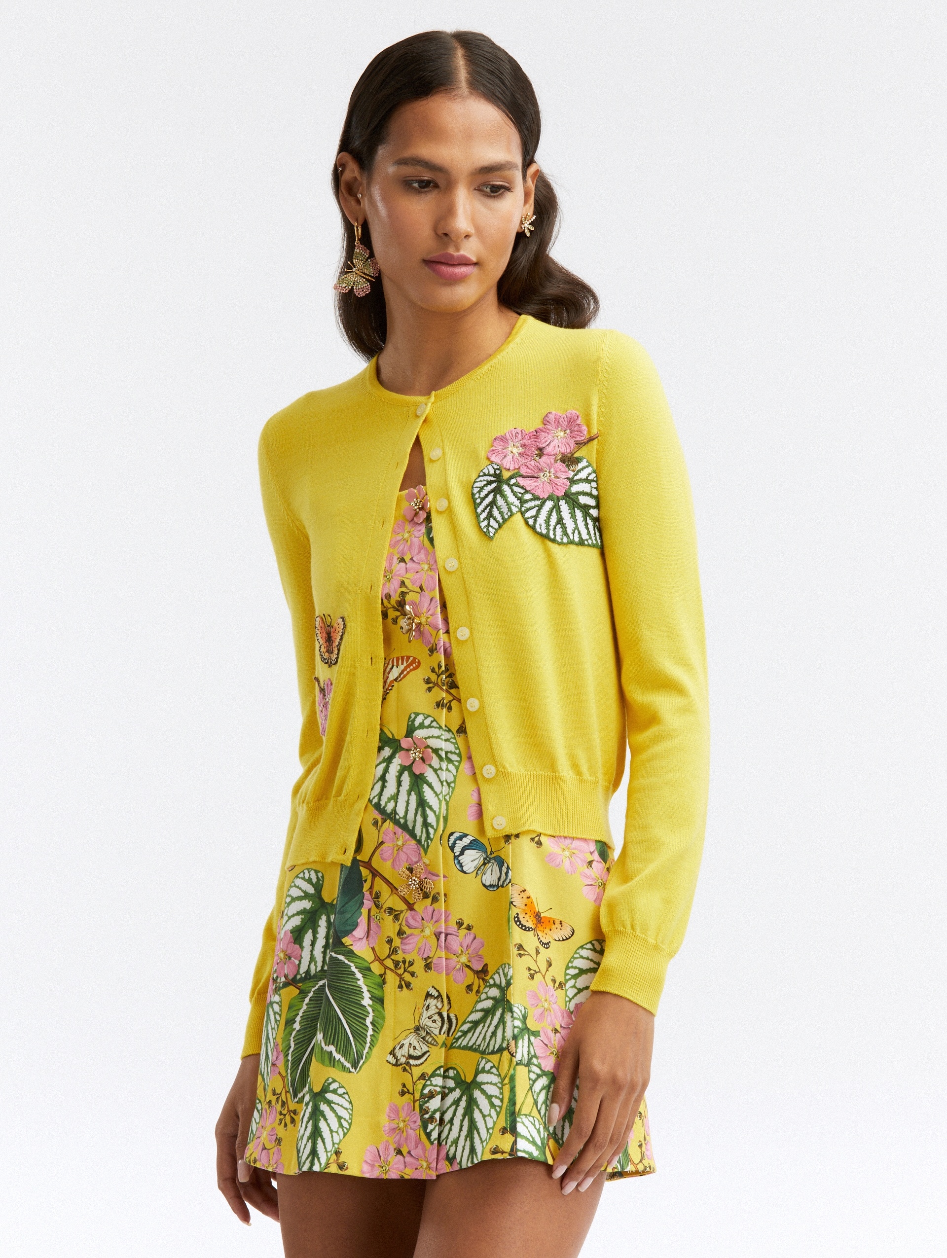 MIXED BOTANICAL THREADWORK CARDIGAN - 1