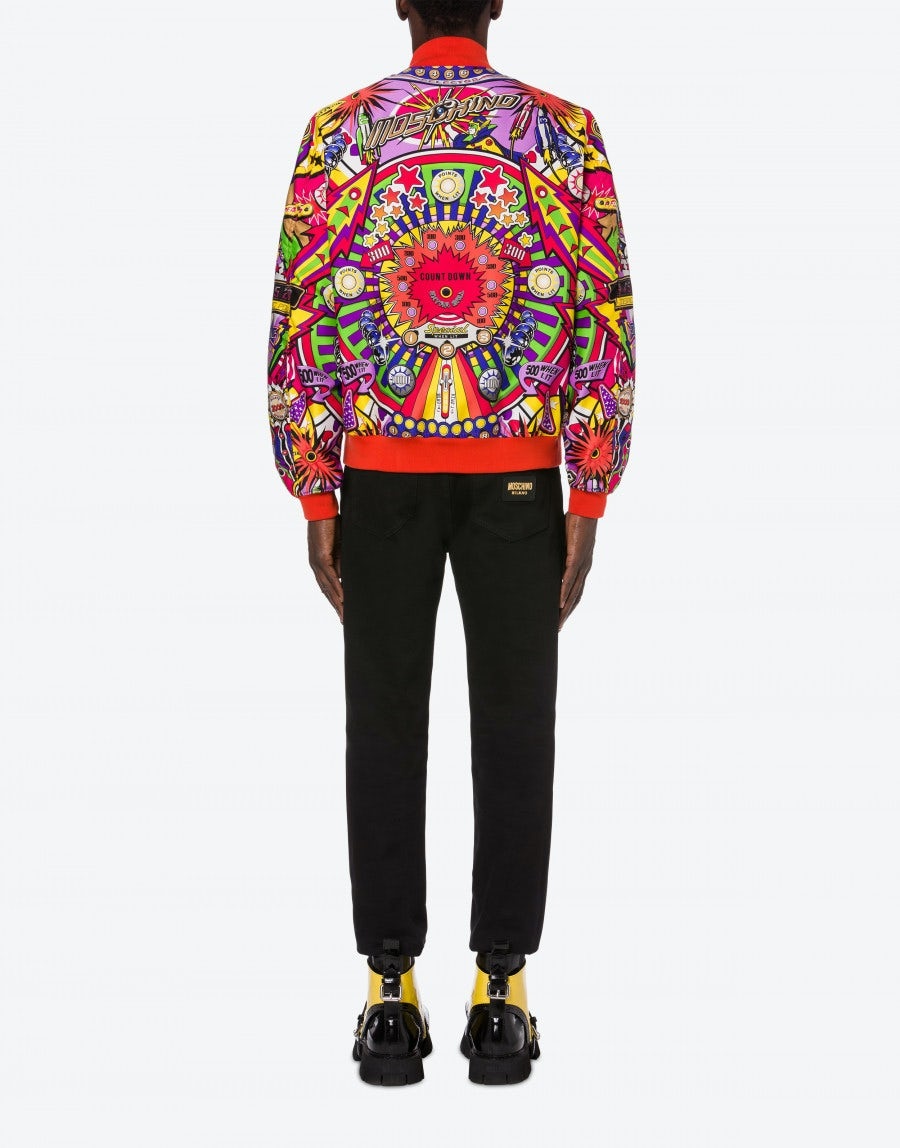 PINBALL PRINT NYLON BOMBER - 3