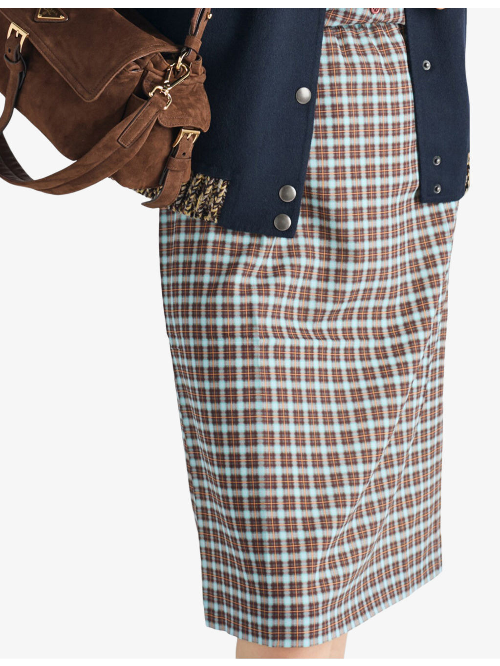 Checked Stretch-Silk Midi Skirt - 3