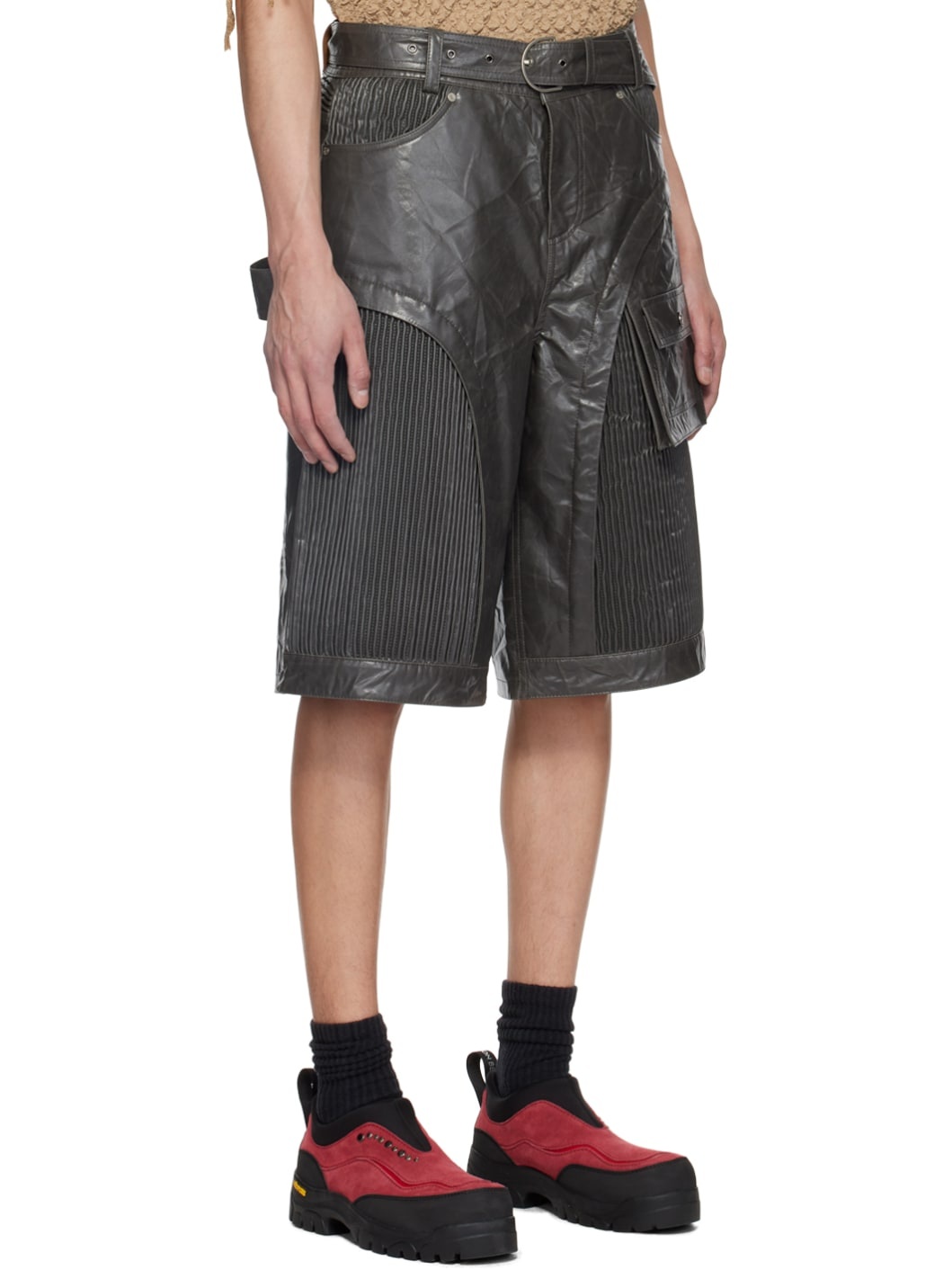 Gray Sunbird Faux-Leather Shorts - 2