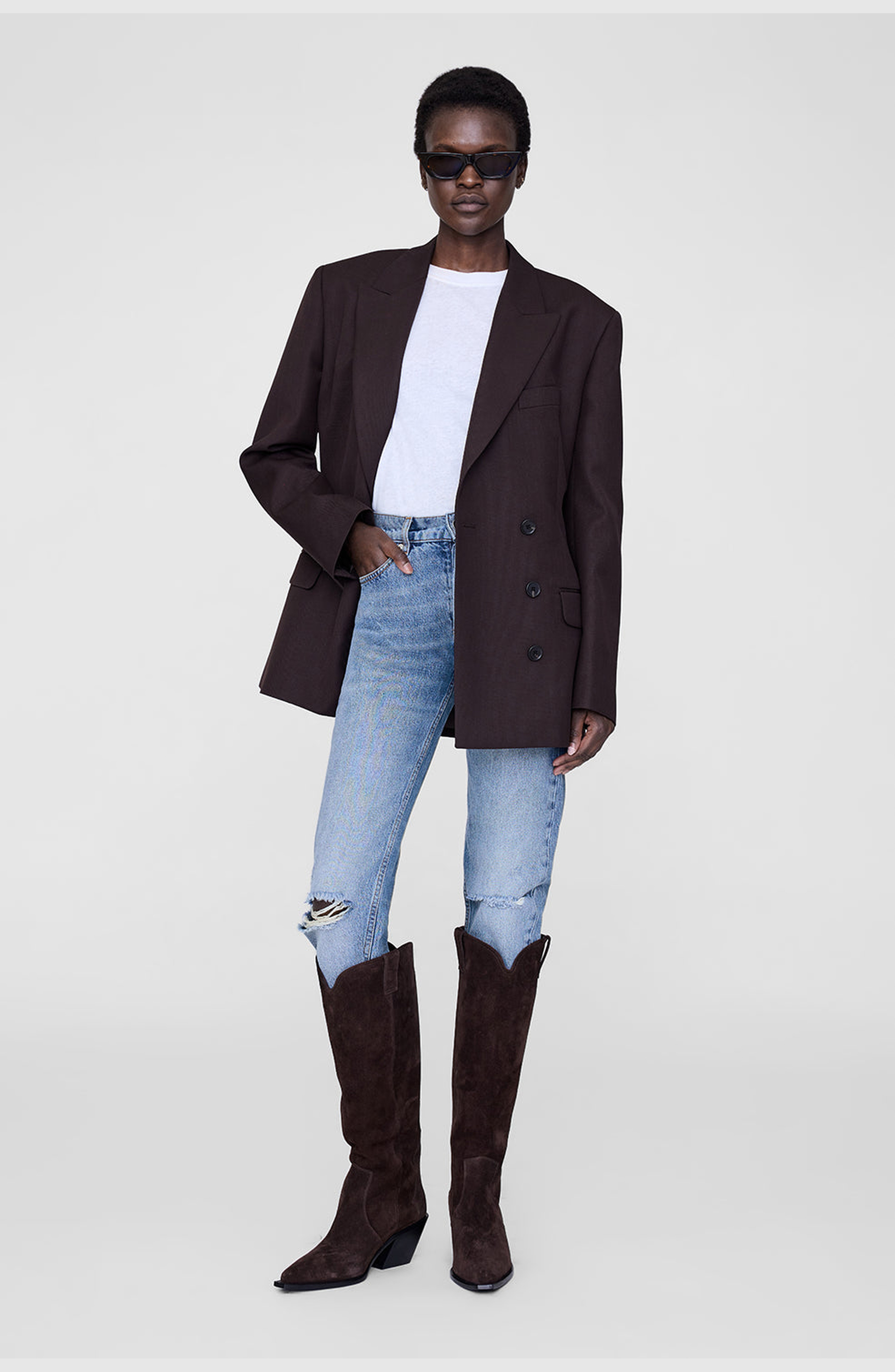 ANINE BING Tania Tall Suede Boots in Dark Brown Suede at Nordstrom - 2