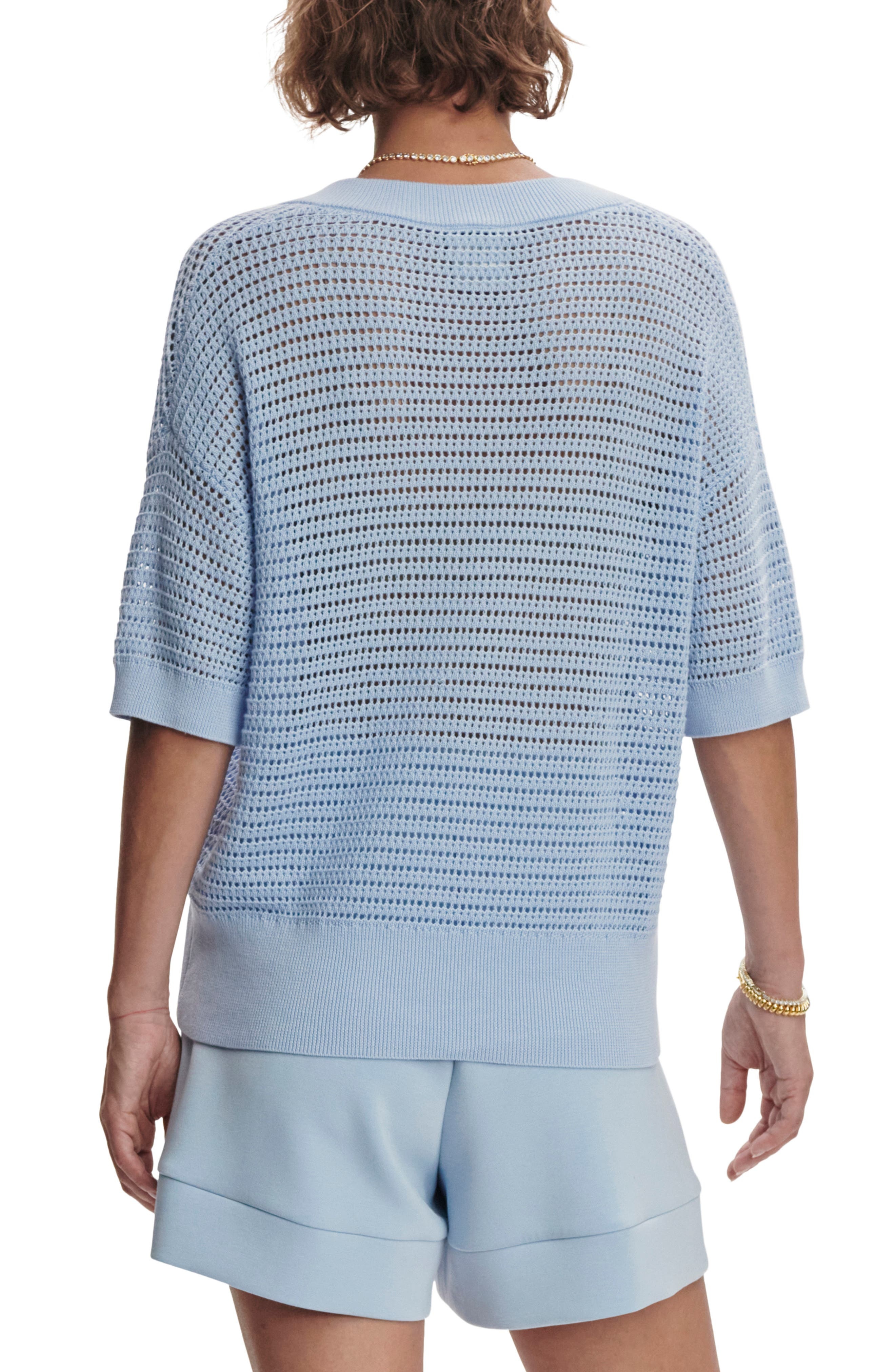 Varley Callie Sheer Knit Cotton Top in Cashmere Blue at Nordstrom - 2