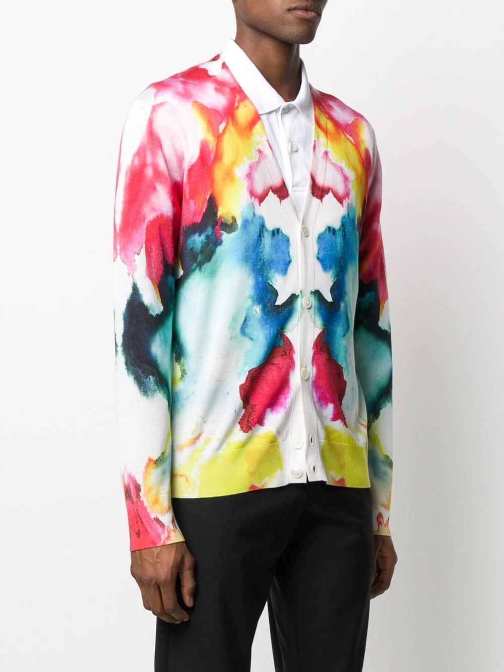 abstract print cardigan - 3