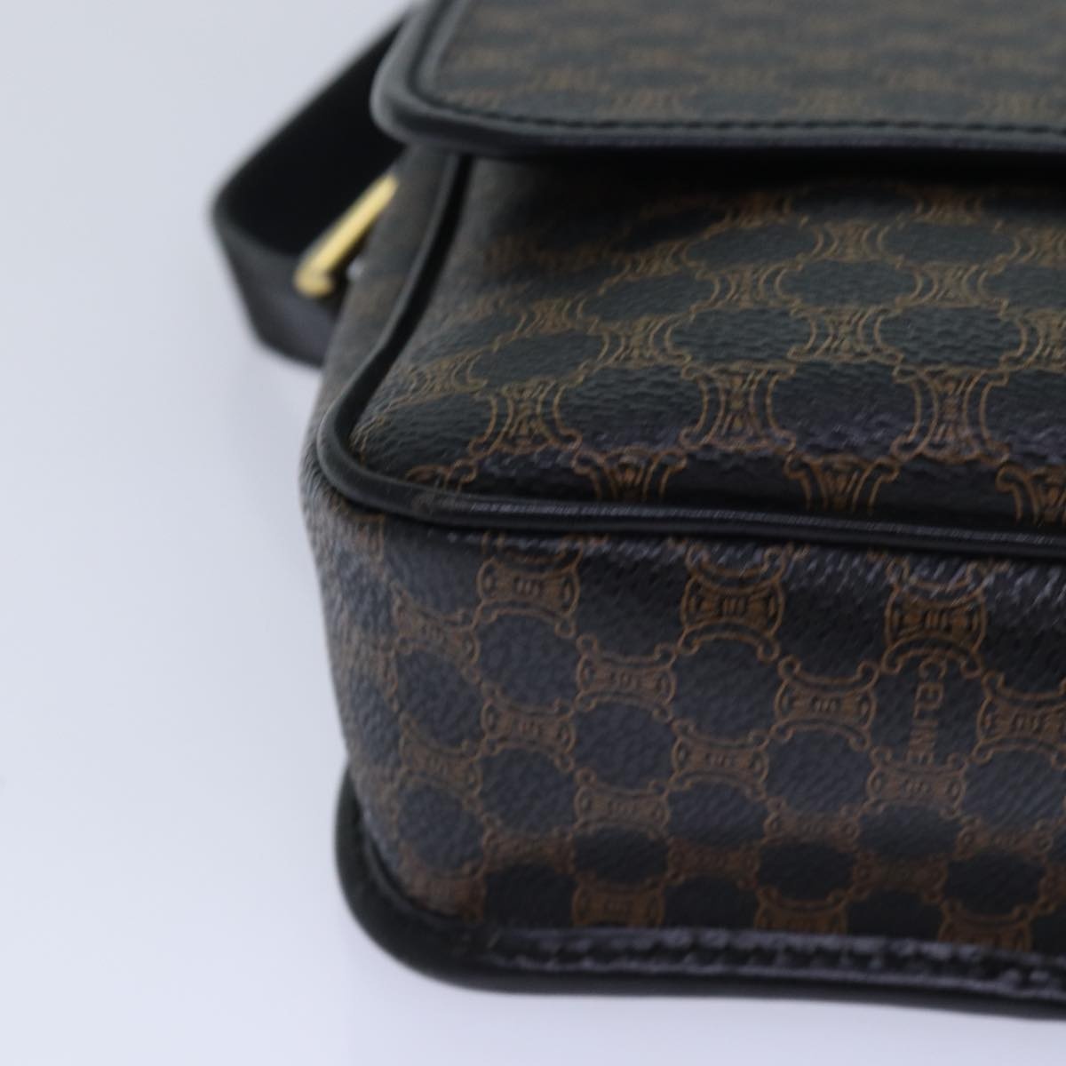 CELINE Macadam Canvas Shoulder Bag Pvc Leather Black - 14
