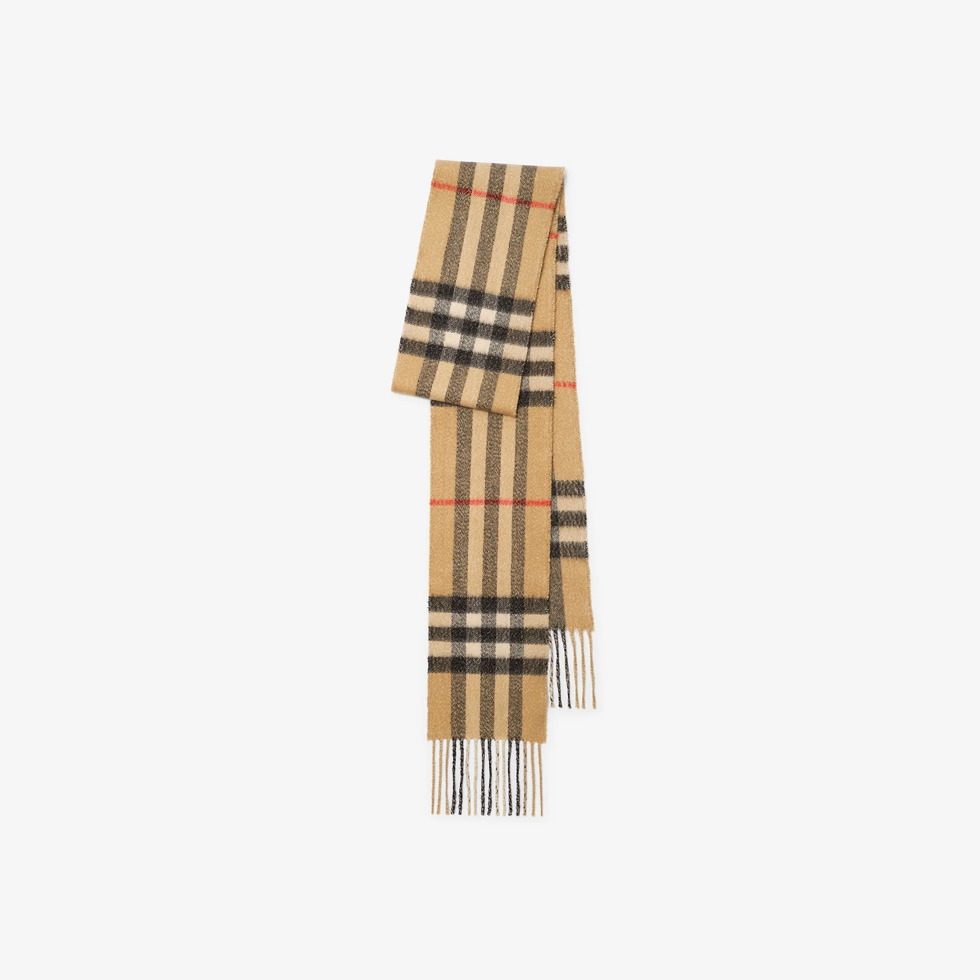 Narrow Sparkle Check Cashmere Scarf - 1